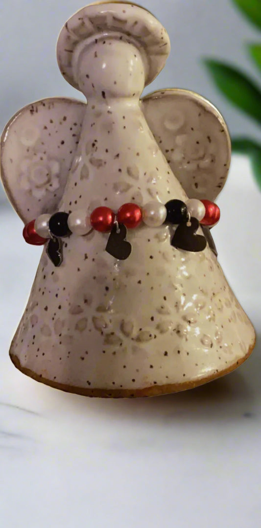 Black, Red, and White Accent Bracelet-016