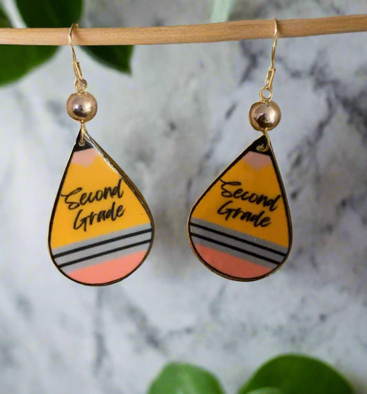 Personalized Teardrop Pencil Earrings-050