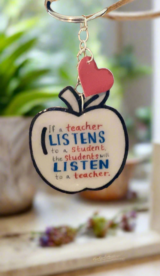 Apple Shaped Listen Keychain-087
